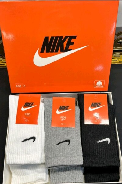 12 cift Nike Çocuk kolej Çorap Seti 7-8 yaş