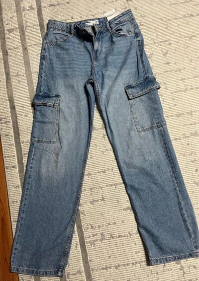 Bershka Mavi Cargo Jeans