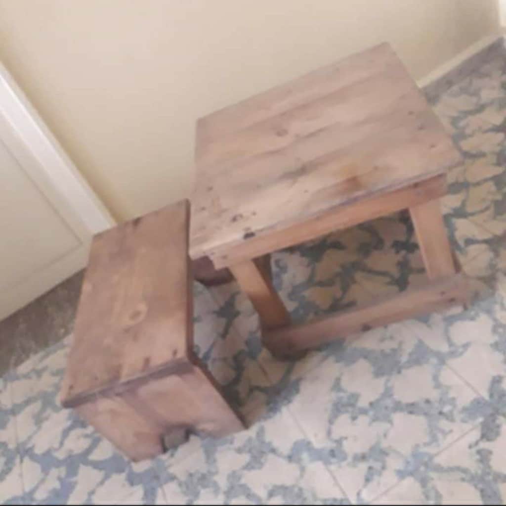ÖZEL YAPIM , AHŞAP SEHPA + TABURE