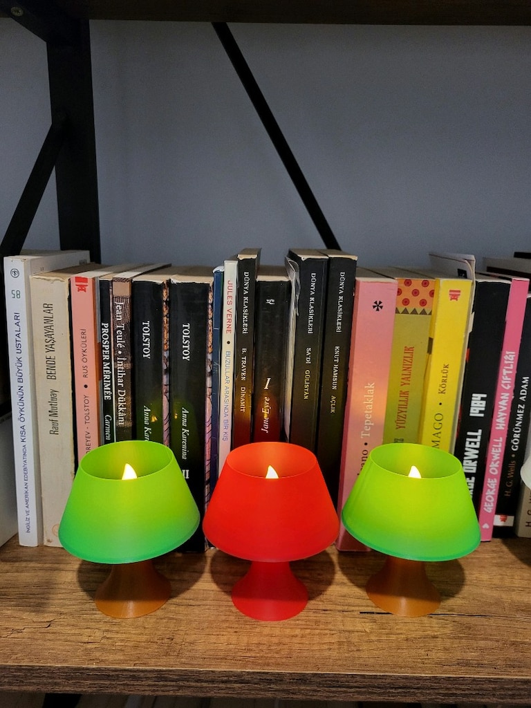 Mini led mumluk abajur üçlü paket + üç adet pilleri içinde led mum - 3