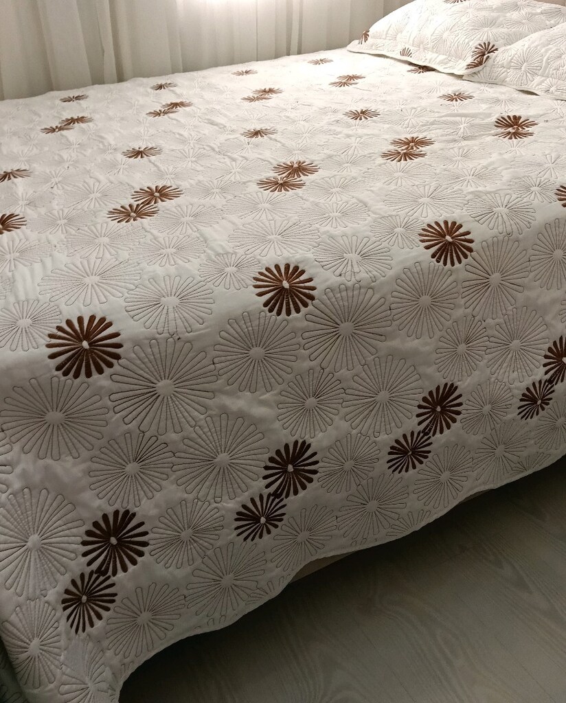 Kapitone Yatak Örtüsü Çiçek Desenli - 6
