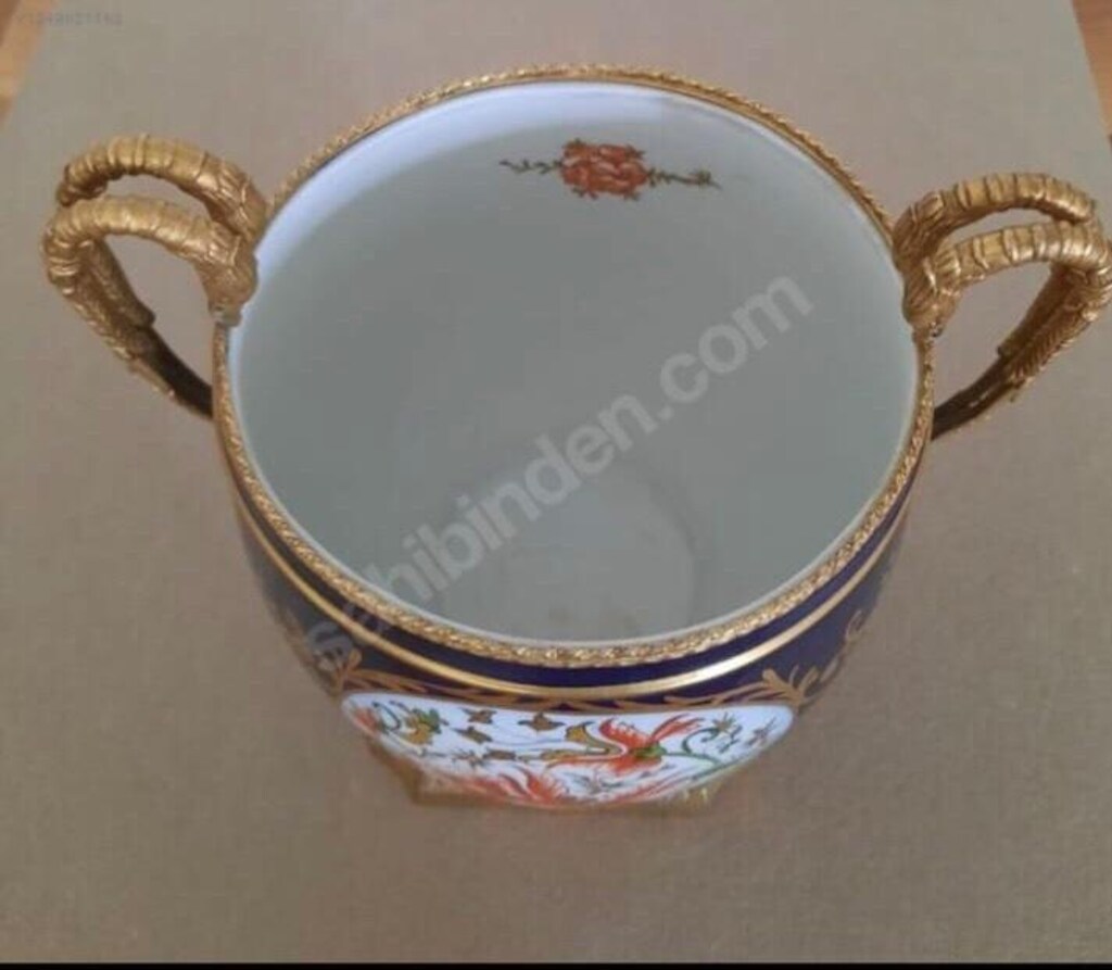 El Yapımı Fransız Limoges Porselen Vazo - 4