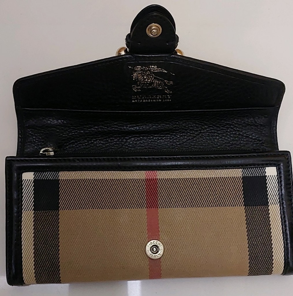 Burberry Orijinal House Check Kanvas Büyük Tokalı Uzun Cüzdan - 2
