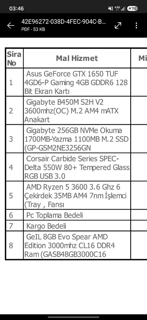 FULL SET OYUNCU BİLGİSAYARI / R5 3600 - GTX 1650 - 165Hz MONİTÖR - 8