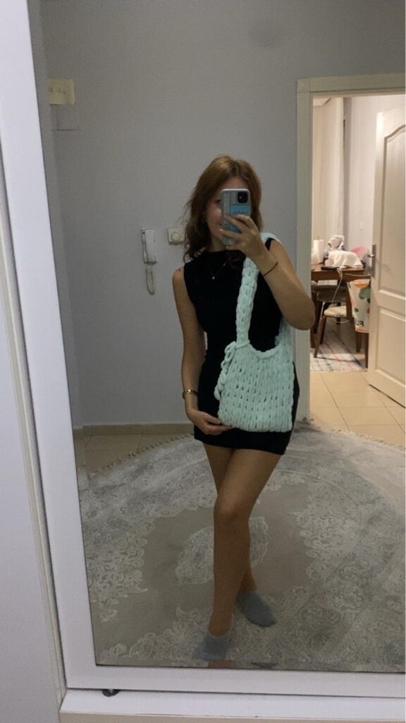 Bebek mavisi pofuduk kol çantası - 2