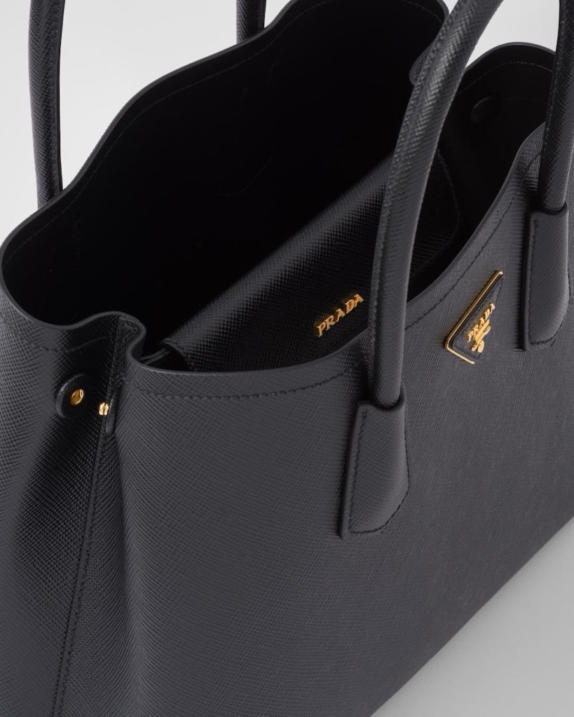 Prada Double Bag Saffiano Deri Siyah - 7