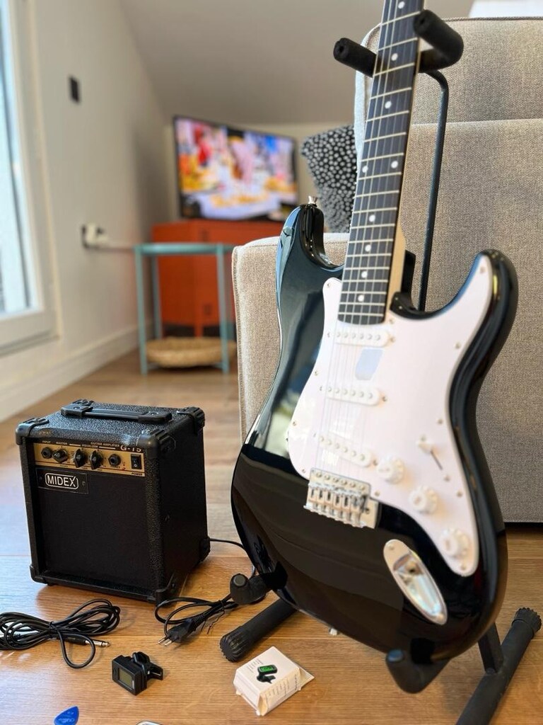 FULL SET MIDEX STRAT ELEKTRO GİTAR + G-15 AMFİ + VS... - 2