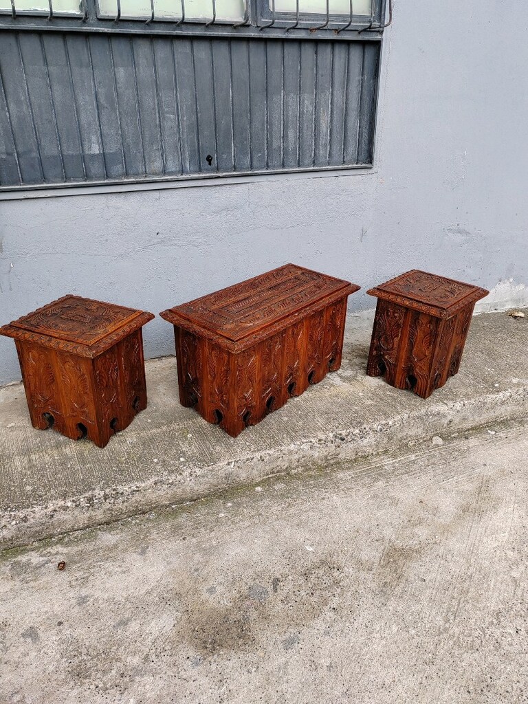 Maraş işi oymalı sehpa takımı - 5
