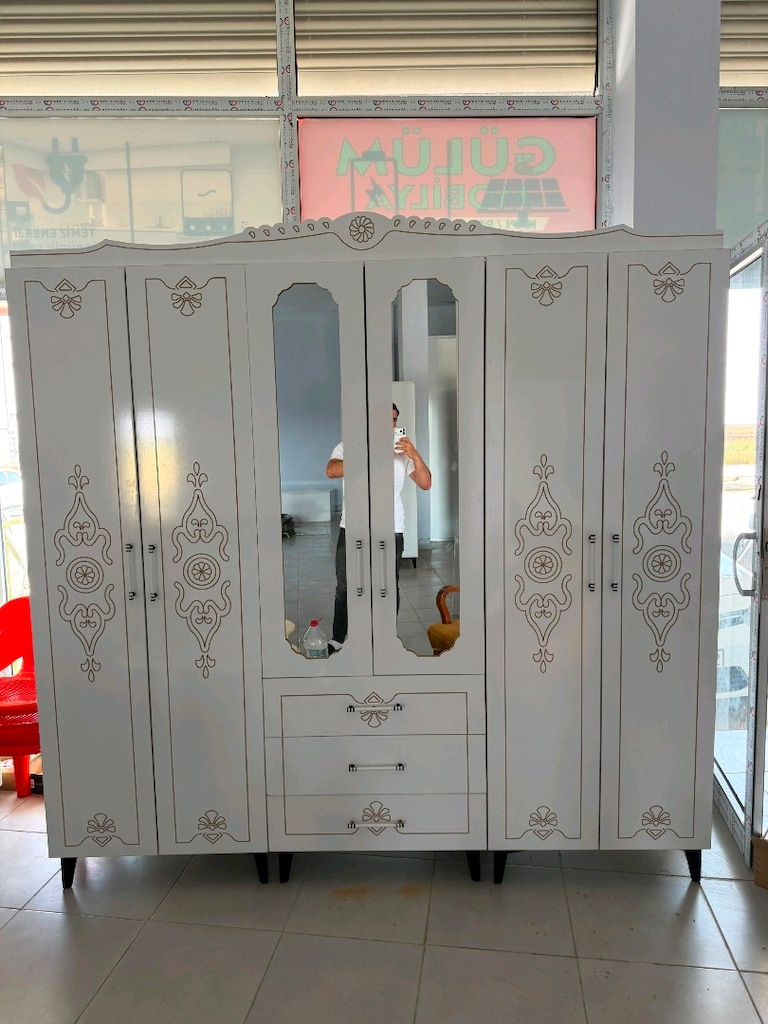 elbise dolabı 6 kapaklı içi raflı özel üretim MDF - 5