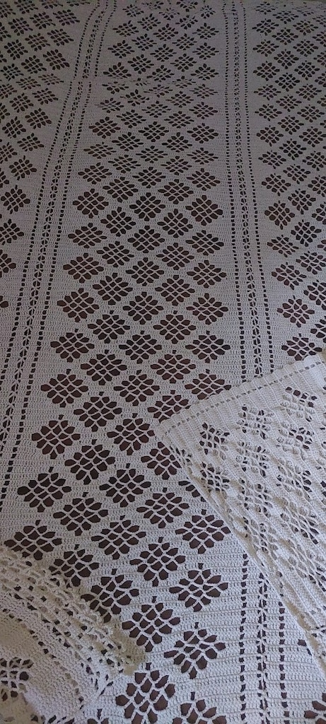 YATAK ÖRTÜ 210/200CM VİNTAGE AVRUPA KALIN DANTEL BEYAZ - 9