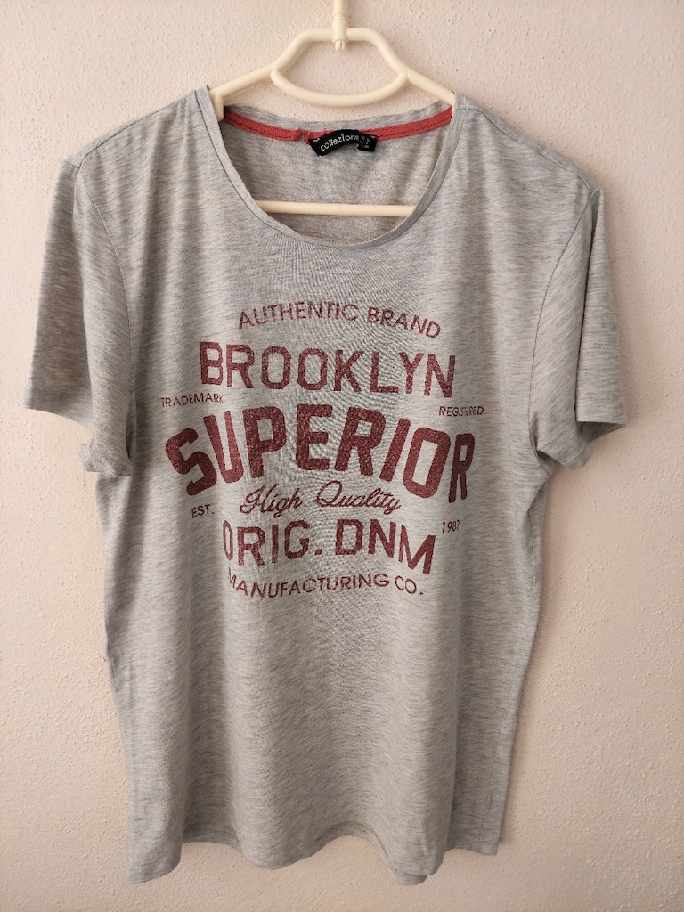 Collezione kadın yazı desen gri tshirt