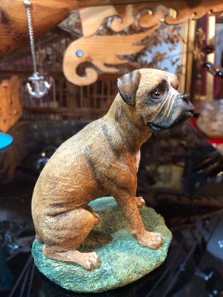 Goebel Saphir Damgalı El Boyama Boxer Köpek Heykeli Biblo - 5
