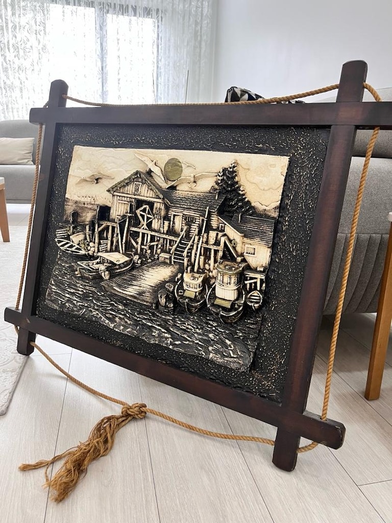 Kabartmalı Ahşap Çerçeveli Büyük Boy Rölyef Tablo (80x100 cm) - 2