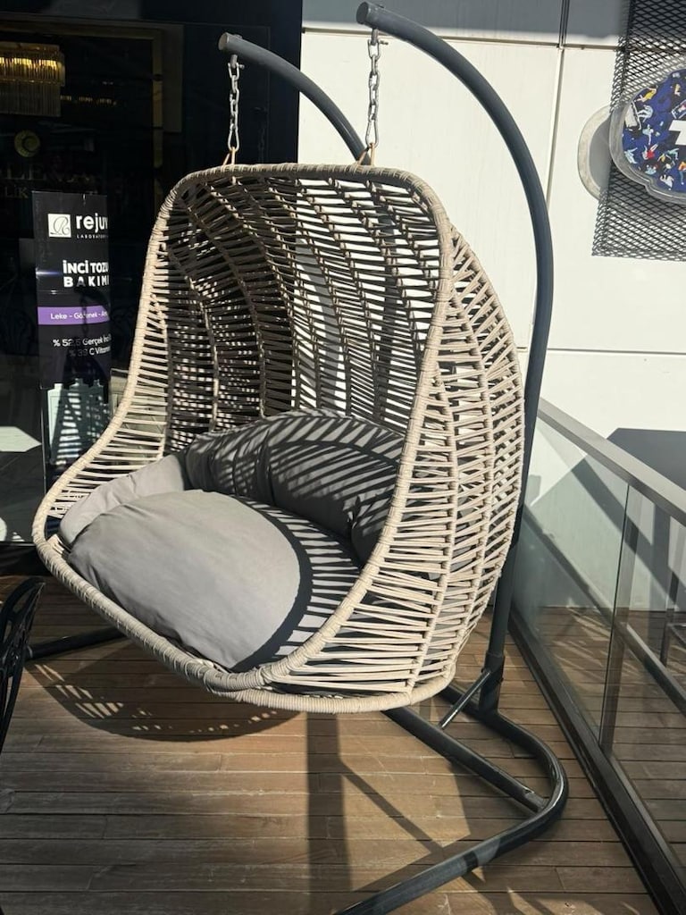 Çift Kişilik Rattan Bahçe Salıncağı – Minderli, Ayaklı - 3