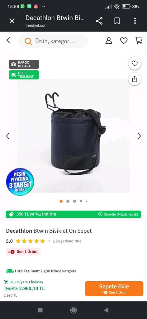 DECATHLON katlanır bisiklet ön çanta çok az kullanılmış sıfır gibi. - 9