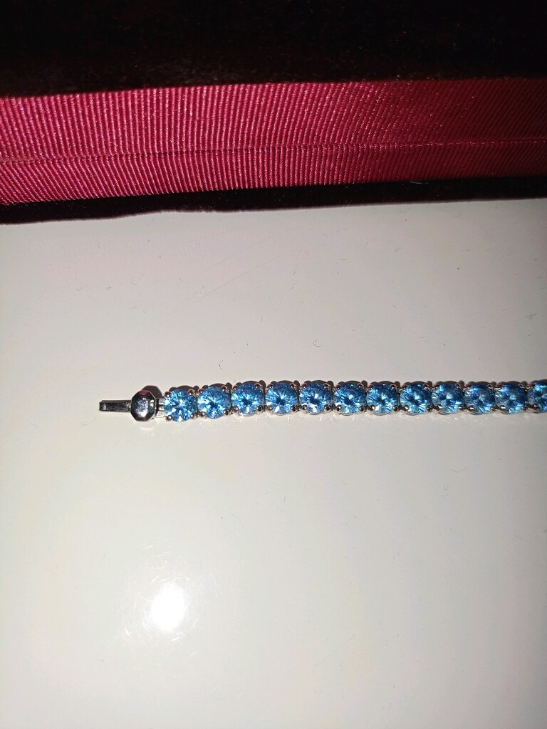 swarovski matrix tennis bileklik yuvarlak kesim mavi - 5