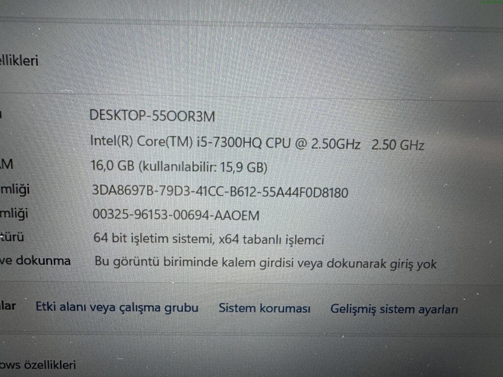 ACER GAMİNG İ5 7. NESİL 16 GB RAM 256 NVME GTX 1060 - 4