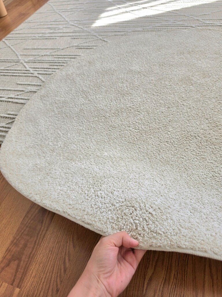 Ikea Stoense 130 cm yuvarlak bej halı kırık beyaz kilim - 4