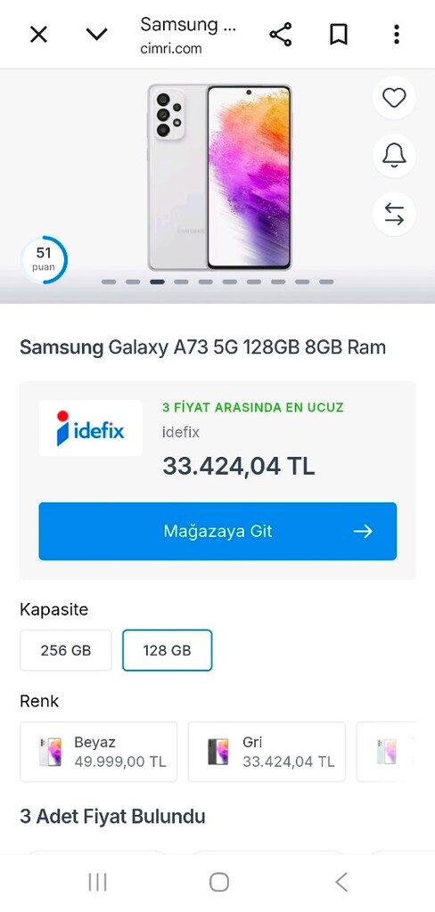 Samsung A73 5G 128Gb Hafıza 8Gb Ram - Sıfırdan farksız. Sorunu sıkın - 3