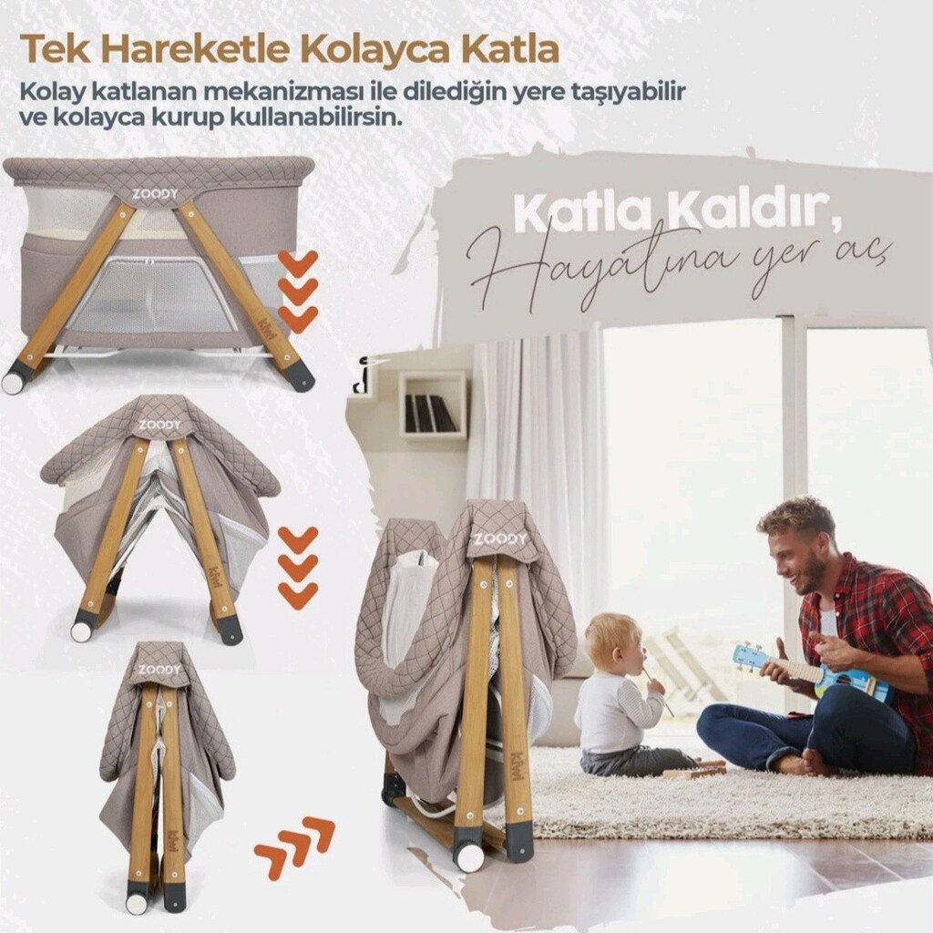 Kiwi Zoody 3 in 1 Bebek Beşiği ve Park Yatak - 4