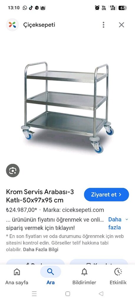 Krom servis arabası