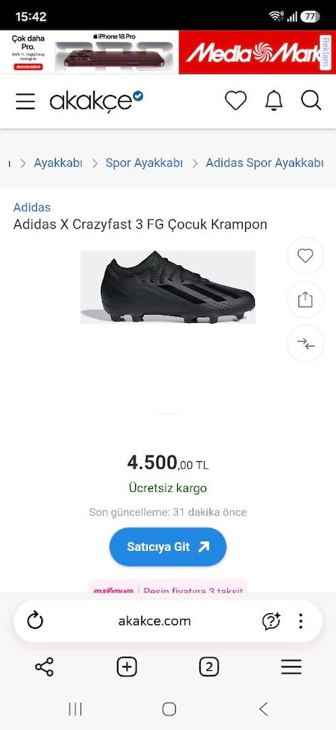 Adidas X Crazyfast 3 FG Çocuk Krampon - 3