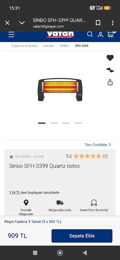 sıfır Sinbo infrared ısıtıcı - 5