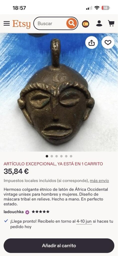 Afrika kültürüne özgü bronz maske kolye ucu - 4