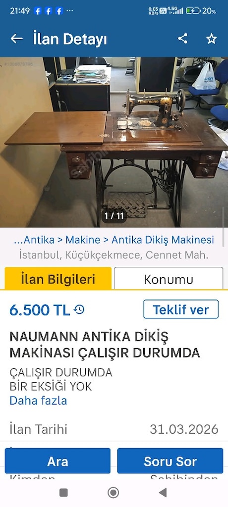 NOUMANN Alman Antika Dikiş makinası - 6