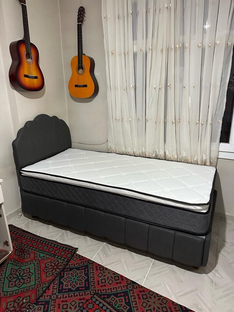 ultra lüks tek kişilik 90x190 baza başlık petli yatak sıfır ürün ktsnd - 2