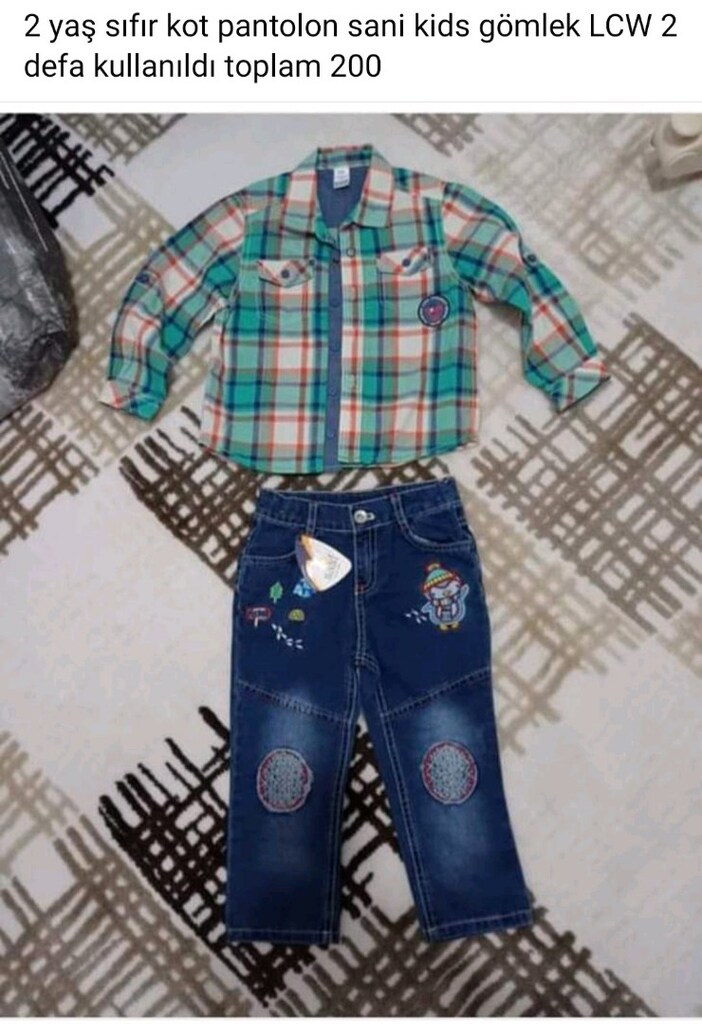 çocuk alt üst takım gömlek denim pantolon