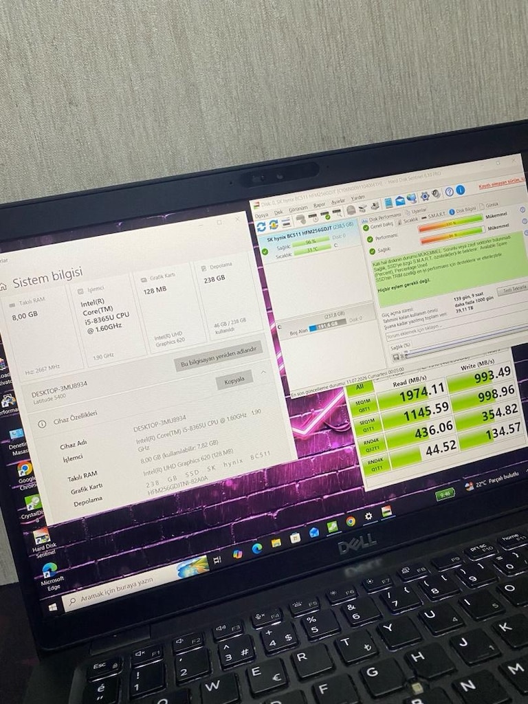 DELL-i5 8.NESİL vPRO-8GB DDR4-256GB m2 nVME SSD-BATARYALI-LAPTOP - 2