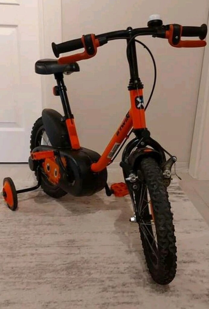 btwin Decathlon 500 14 jant 3-7 yaş turuncu renk robot desenli bisikle - 3