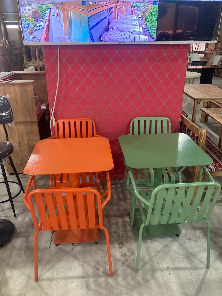 DEMİR MASA SANDALYE TAKIMI CAFE RESTAURANT ÇAY BAHÇESİ DIŞ MEKAN - 3