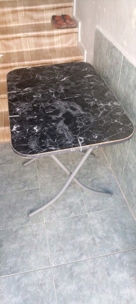 Mermer desenli katlanır masa 90x60 - 8