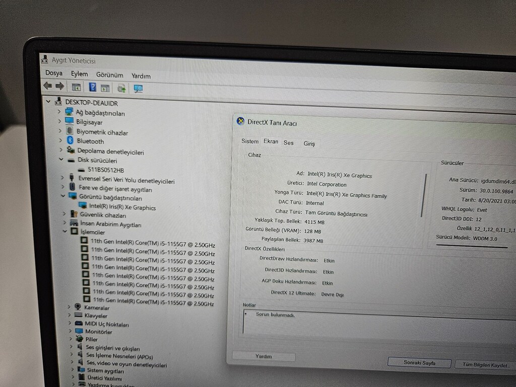 HUAWEİ İ5 11.NESİL + 8 GB RAM + 500 GB SSD + FULL HD - 9