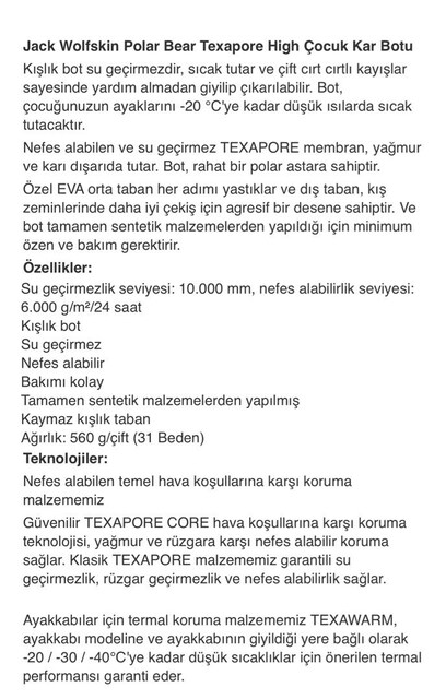 Jack Wolfskin Polar Bear Texapore High Çocuk Kar Botu