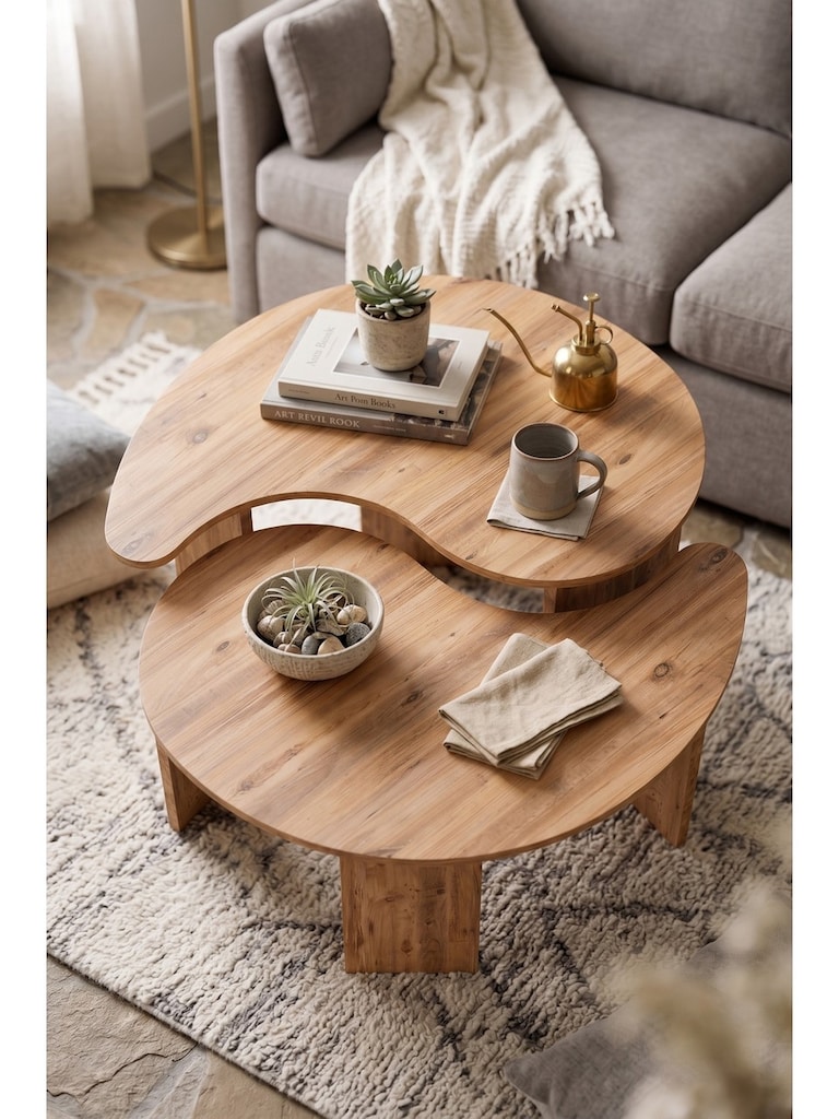 ORTA SEHPA, 2' Lİ SEHPA SETİ, MODERN DEKORATİF SALON SEHPA SETİ - 7