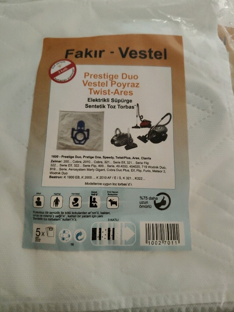 fakir vestel toz torbası.