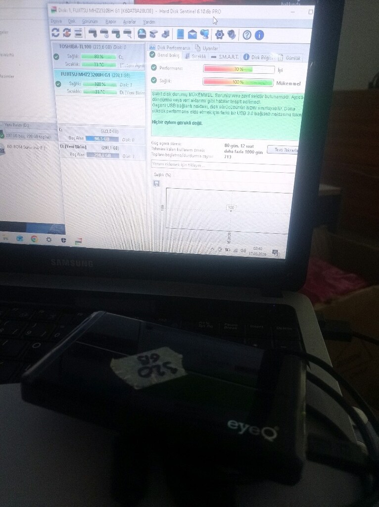 320gb Taşınabilir disk Sağlam temiz - 2