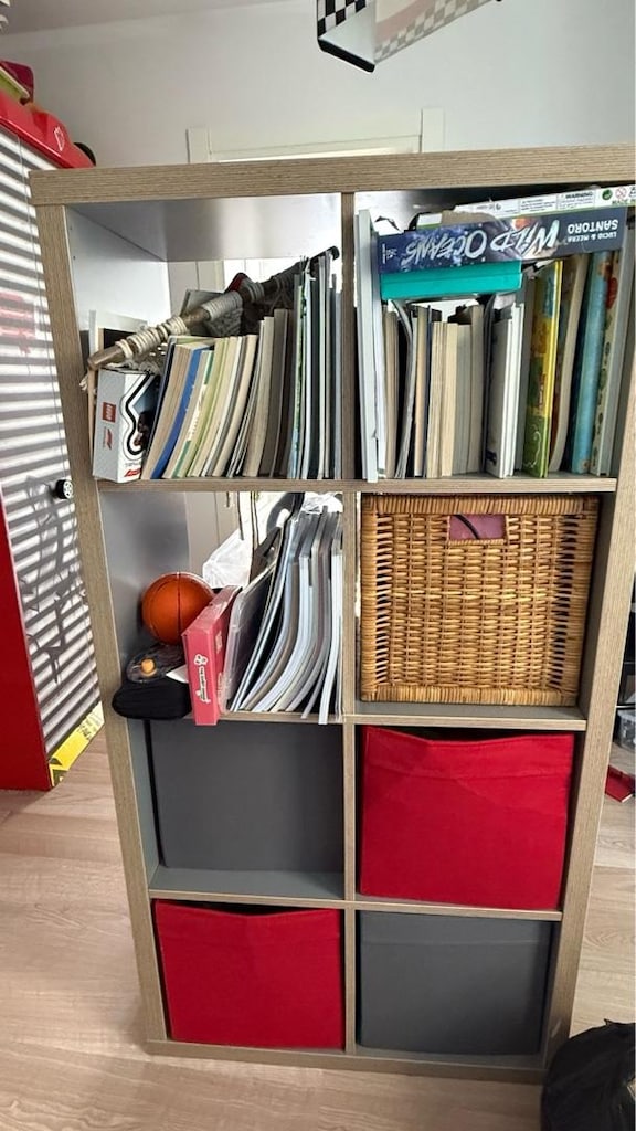 ikea kallax kitaplık gri-ahşap görünümlü - 3