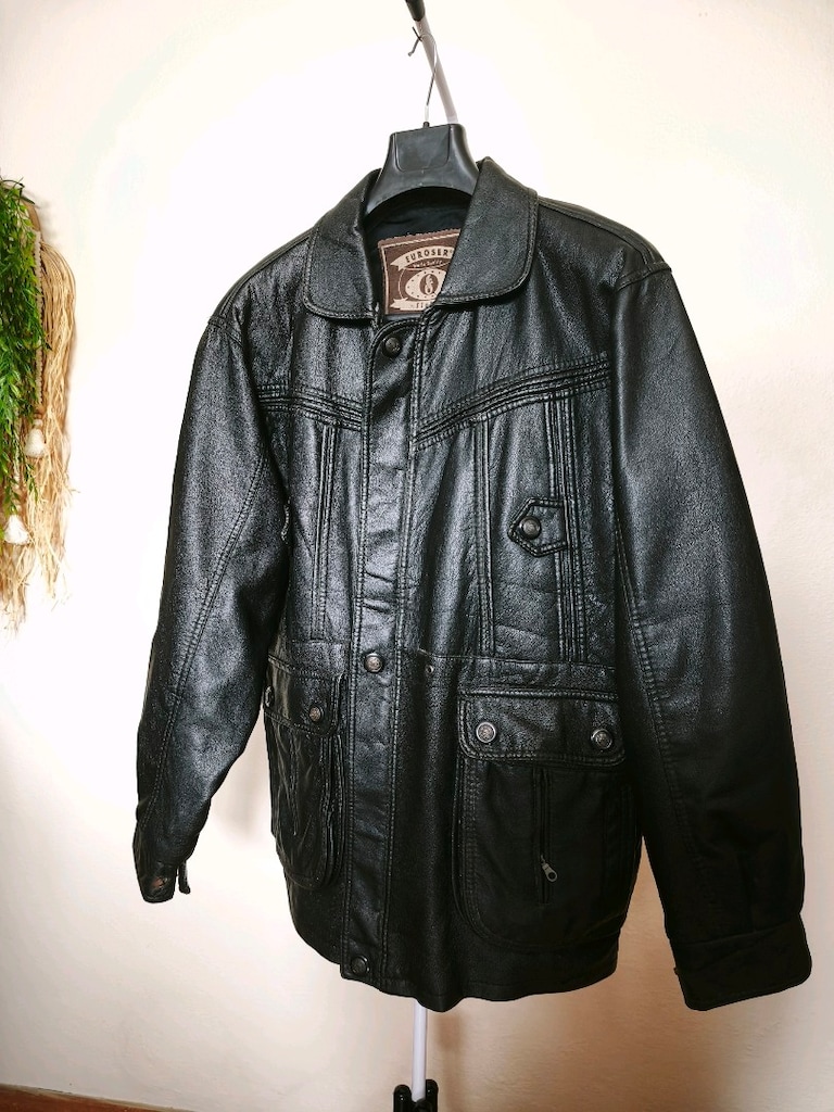 Vintage %100 Gerçek Sığır Derisi Erkek Ceket Unisex Oversize Beden 56 - 8