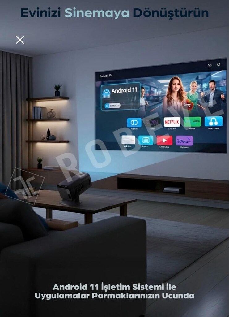 4K YÜKSEK ÇÖZÜNÜRLÜKLÜ ANDROİD TAŞINABİLİR PROJEKSİYON SIFIR - 6