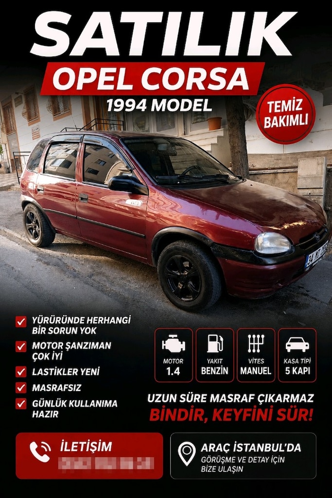 ACİL SATLIK OPEL CORSA B 1.4 SİFİR MUAYNE - 4