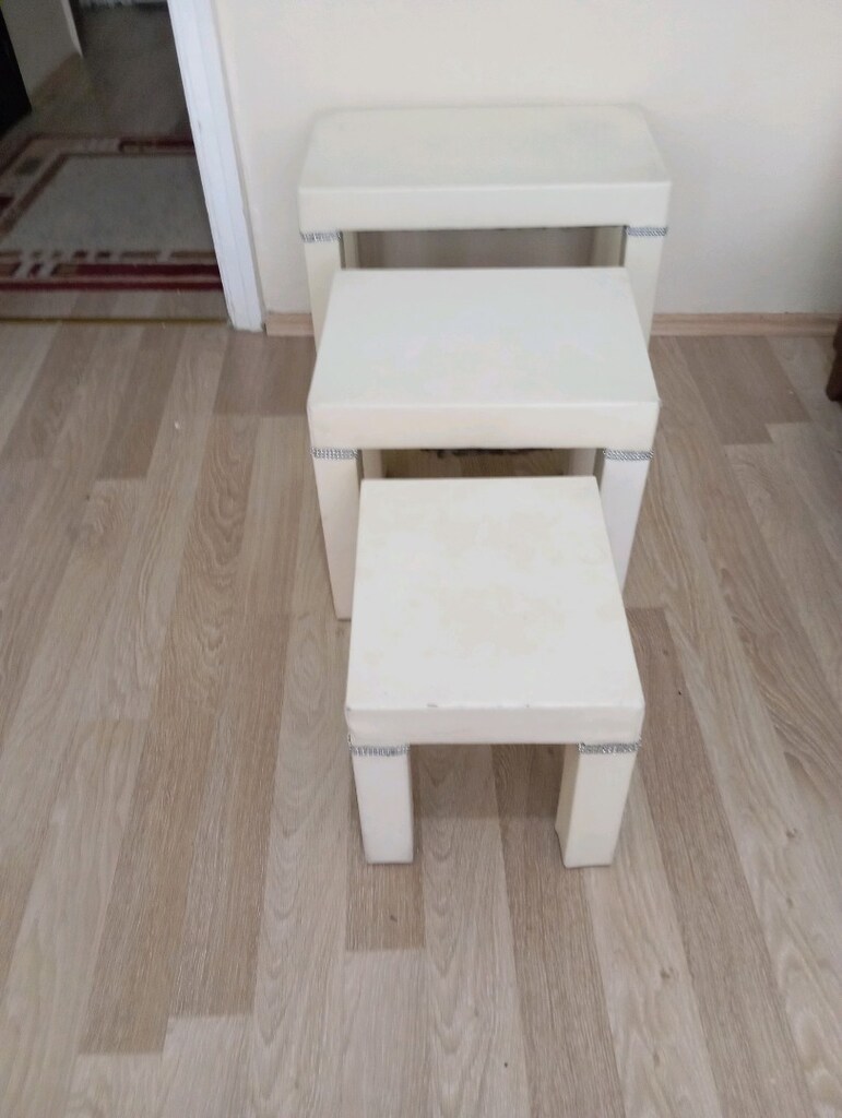 Üçlü Beyaz Sehpa tk - 3