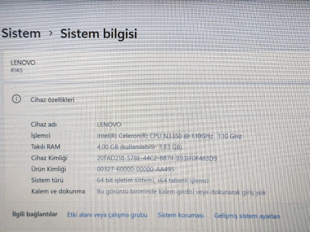 14 inc Lenovo Celeron N 3350 - 3