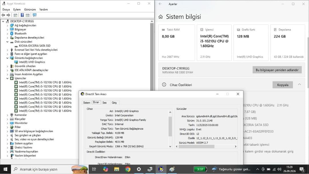 İ5 10.NESİL 8 GB RAM 256 GB SSD USB 3.0 CASPER BİLGİSAYAR - 7