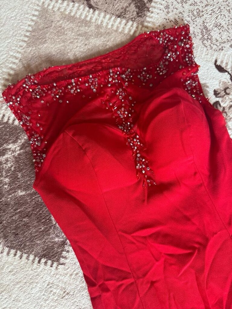 kırmızı taşlı elbise - 2
