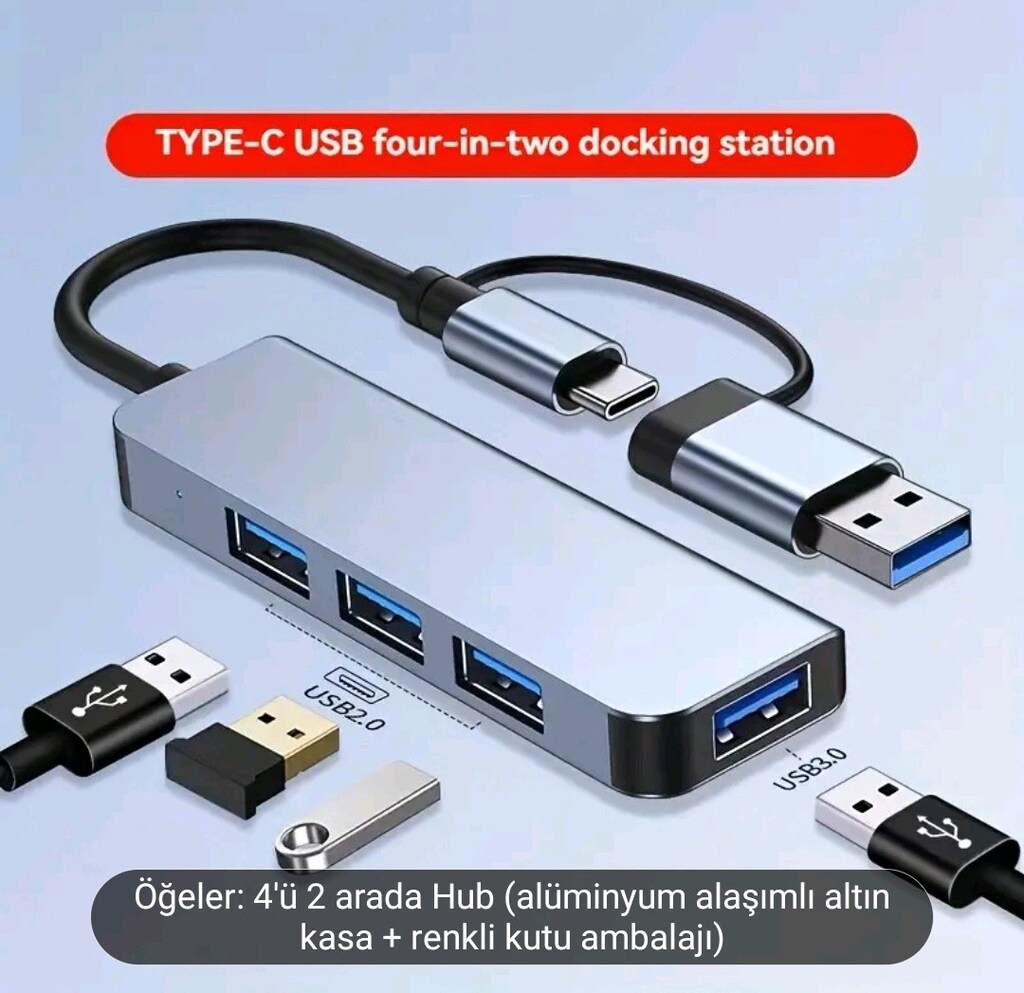 4 in 1 USB ve Type C giriş Çoklayıcı. Sıfır kutusunda yurt dışı - 11