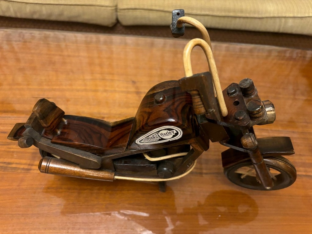 Ahşap el yapımı Harley Davitson Motor - 7